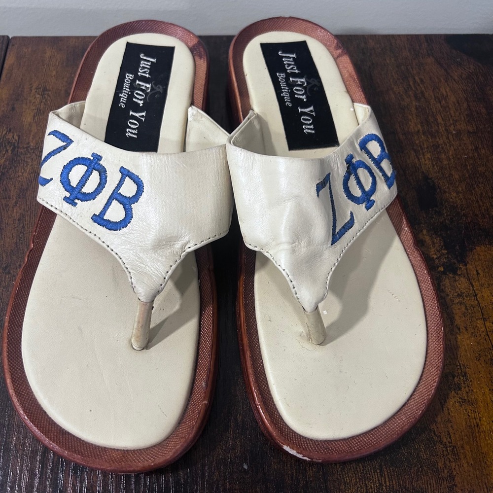 Just For You Boutique Zeta Phi Beta ZΦB Sorority Platform Thong Sandals Size 39
